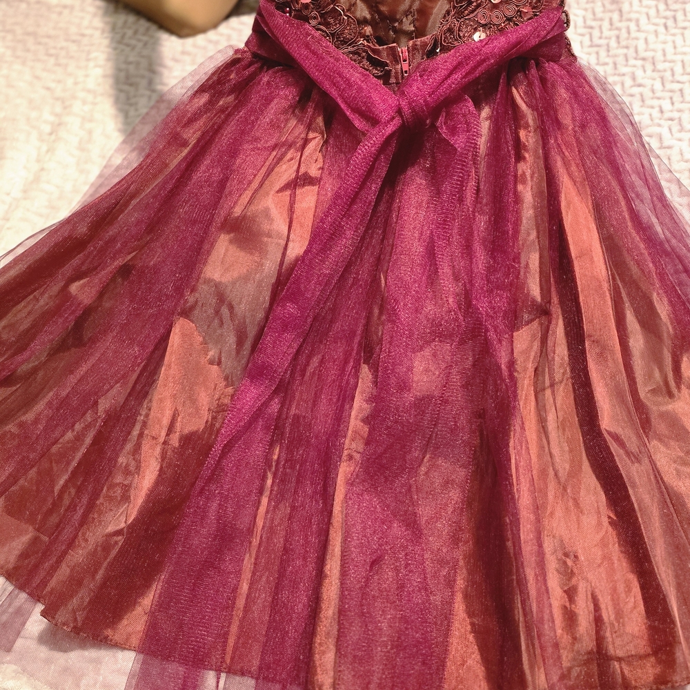 Elegant Burgundy Kids Dress